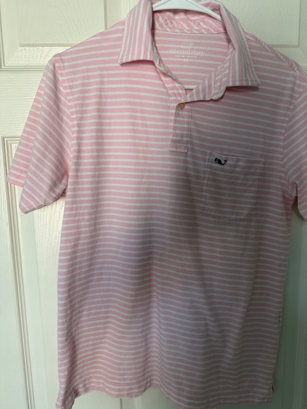 Vineyard Vines Pink and White Striped Polo Mens XS